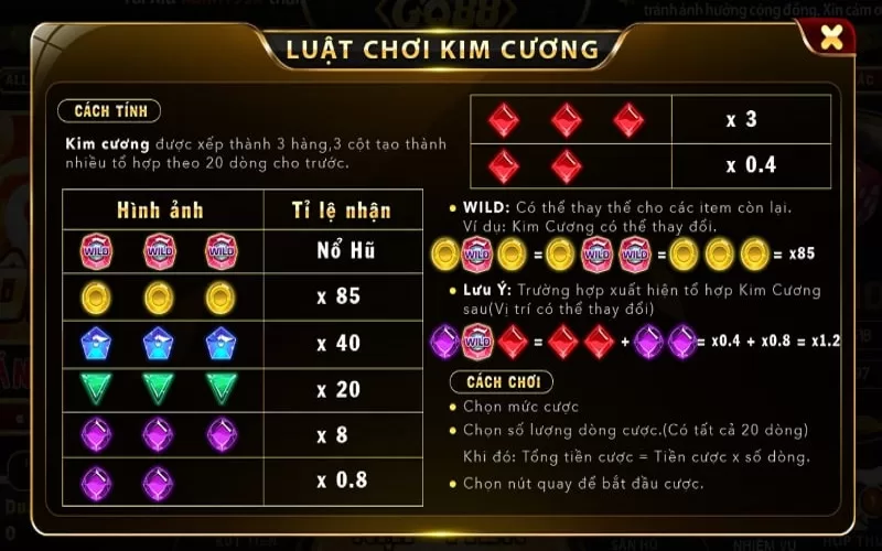 Luật chơi game Kim Cương tại Go88 đơn giản